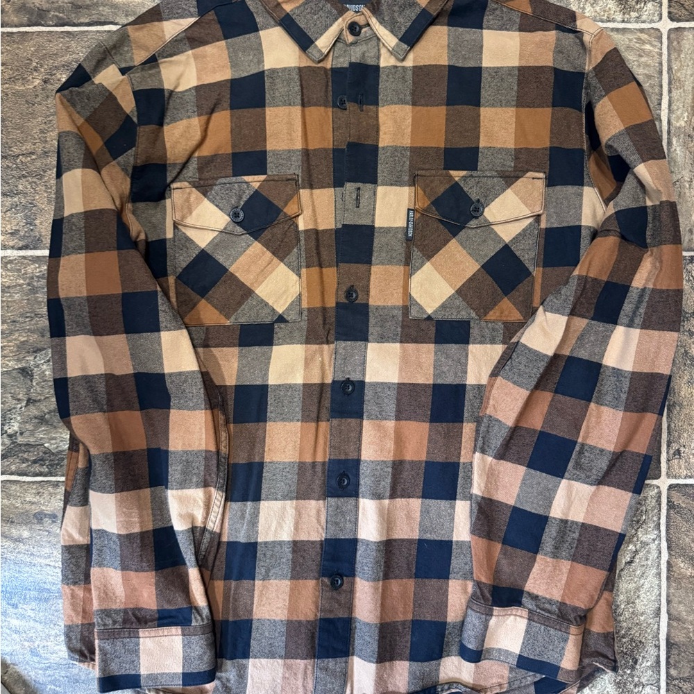 Men's Plaid Shirt - Brown and Black HARLEY DAVIDSON